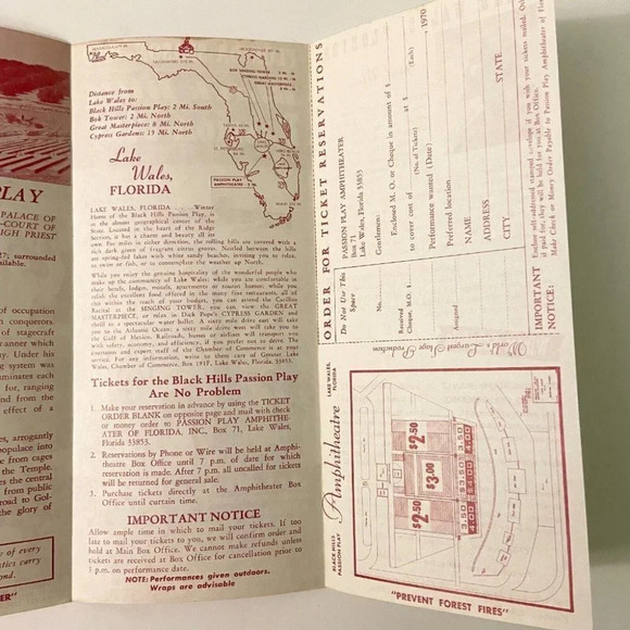 Vintage 1970 Florida  Black Hills Passion Play Lake Wales Brochure Souvenir - Picture 9 of 12